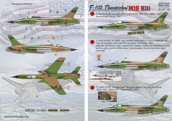 Print Scale PSL32009 1:32 F-105D Thunderchief MiG Killers Decals
