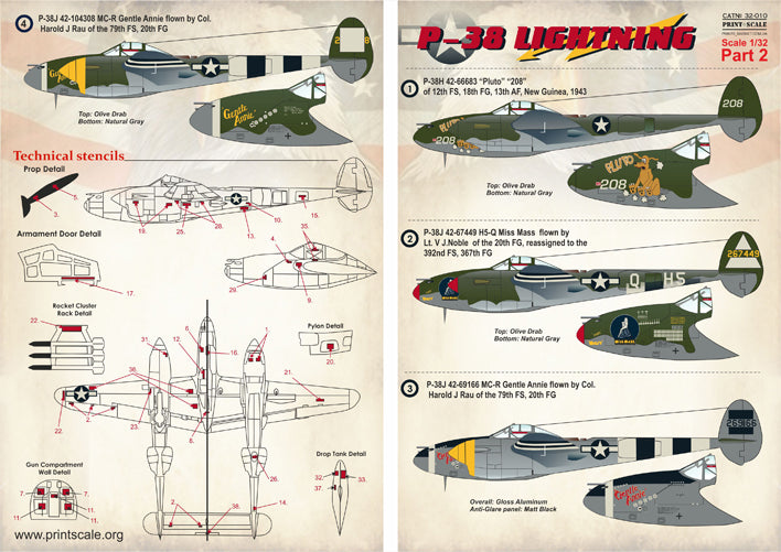 Print Scale PSL32010 1:32 Lockheed P-38H/P-38J Lightning part-2