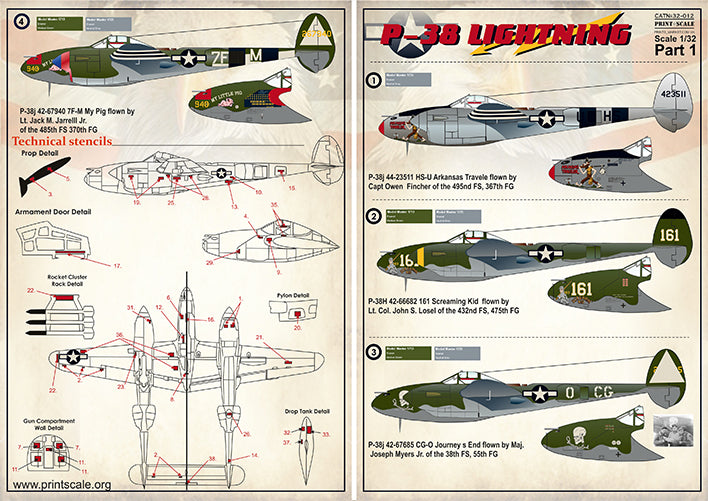 Print Scale PSL32012 1:32 Lockheed P-38H/P-38J Lightning part-1