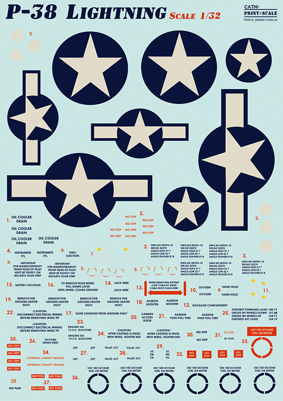 Print Scale PSL32012 1:32 Lockheed P-38H/P-38J Lightning part-1