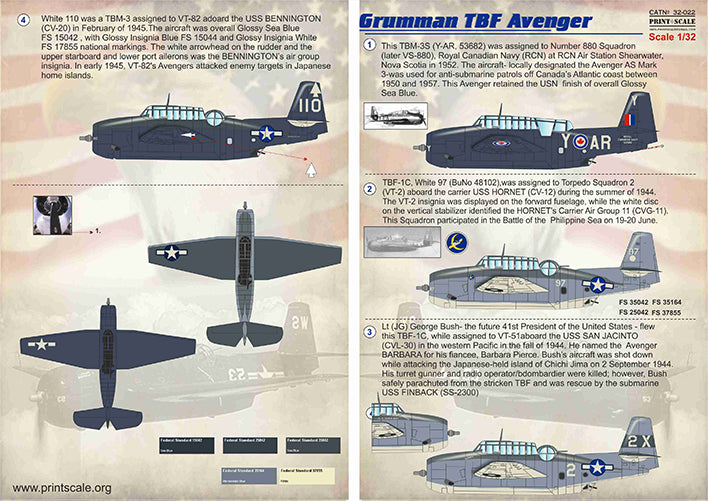 Print Scale PSL32022 1:32 Grumman TBF Avenger 1