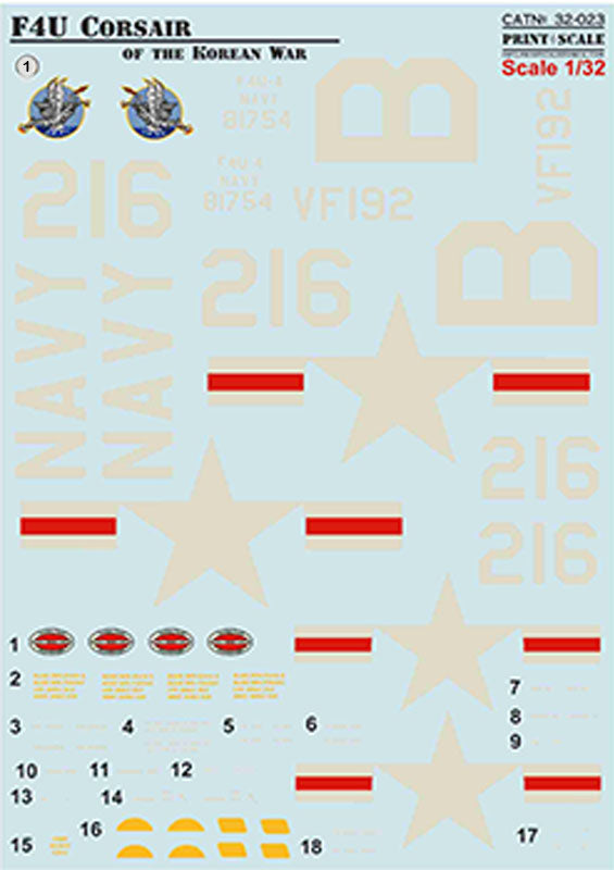 Print Scale PSL32023 1:32 Vought F4U-4 Corsair The complete set