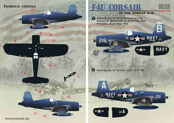 Print Scale PSL32023 1:32 Vought F4U-4 Corsair The complete set