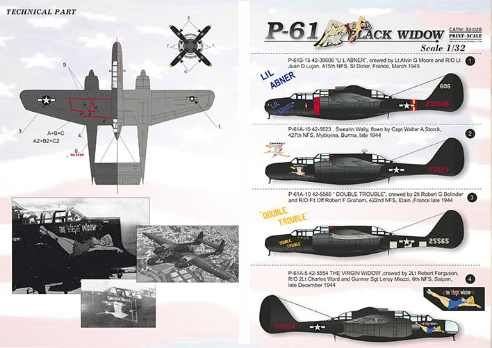 Print Scale PSL32028 1:32 Northrop P-61B Black Widow The complete set 2 sheets
