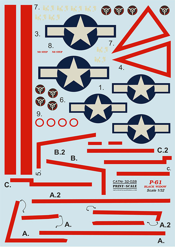 Print Scale PSL32028 1:32 Northrop P-61B Black Widow The complete set 2 sheets