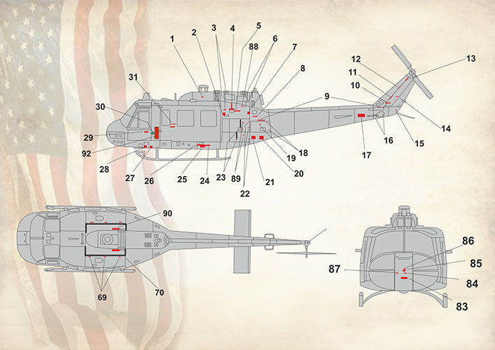 Print Scale PSL32032 1:32 Bell UH-1 Air Ambulance in Vietnam War