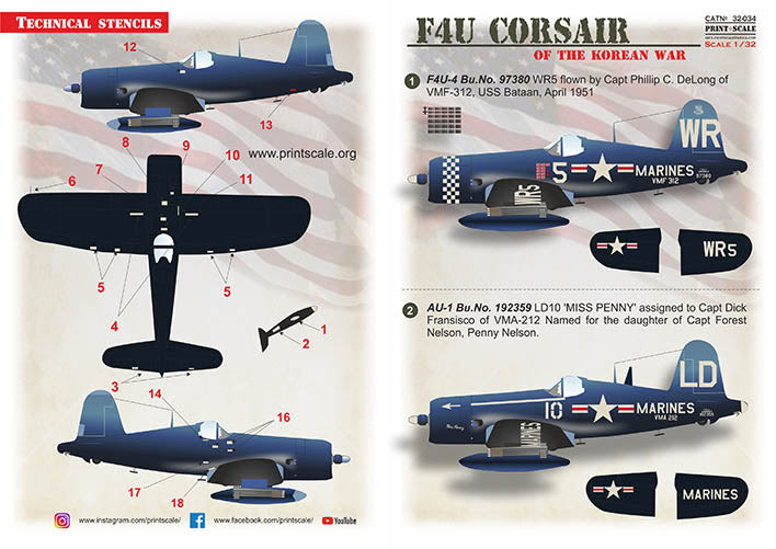 Print Scale PSL32034 1:32 Vought F4U Corsair in Korean War Part 2 1