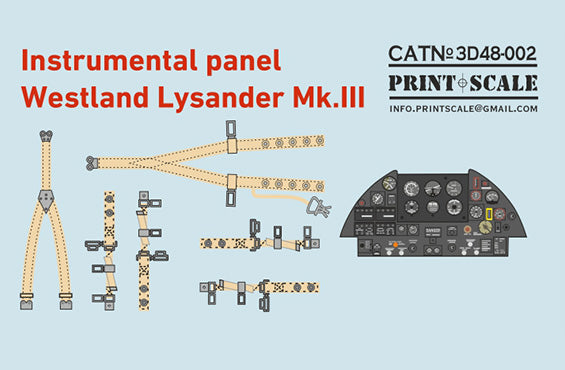 Print Scale PSL3D48-02 1:48 Westland Lysander Mk.III Instrumental panel