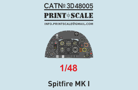 Print Scale PSL3D48-05 1:48 Instrumental panel Spitfire Mk.l 3d-printed