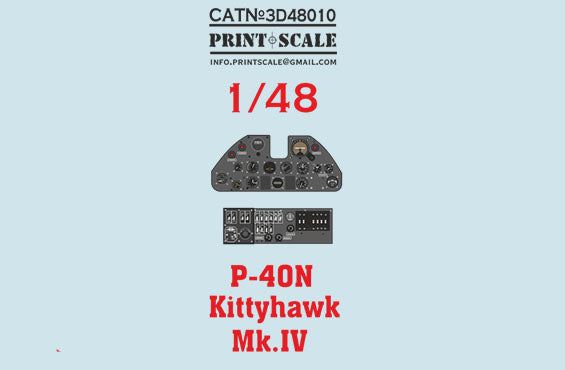 Print Scale PSL3D48-10 1:48 P-40N Kittyhawk 3D-Printed Instrument Panel