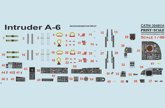 Print Scale PSL3D48-14 1:48 Instrumental panel Grumman A-6 Intruder 3d-printed