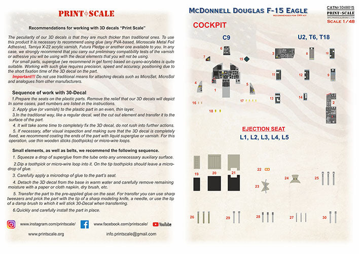 Print Scale PSL3D48-15 1:48 Instrumental panel McDonnell F-15C Eagle 3d-printed