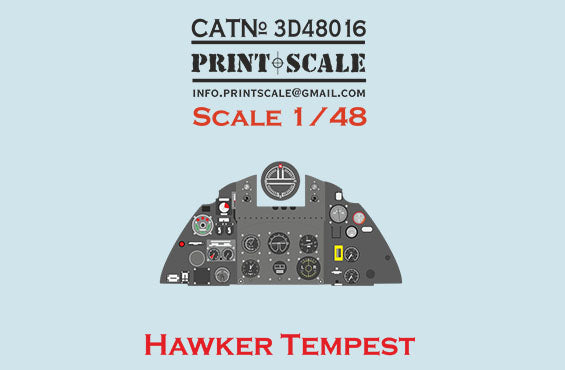Print Scale PSL3D48-16 1:48 Hawker Tempest instrument panel Same as PSL3D48016