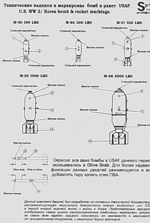 Print Scale PSL48001 WWII/Korea Bomb & Rocket Markings 1:48