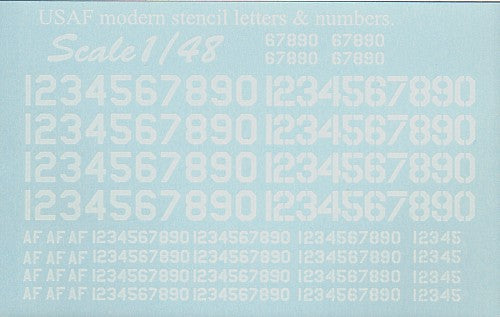 Print Scale PSL48003 1:48 USAF modern stencil letters and numbers