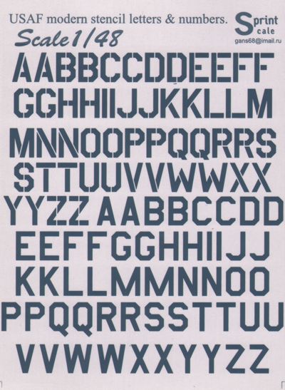 Print Scale PSL48004 1:48 USAF modern letters and numbers