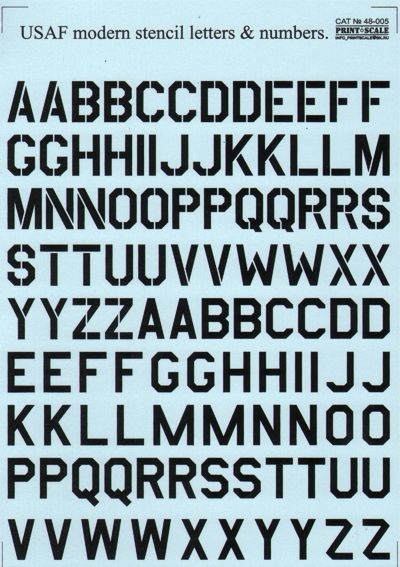 Print Scale PSL48005 1:48 USAF modern stencil letters and numbers