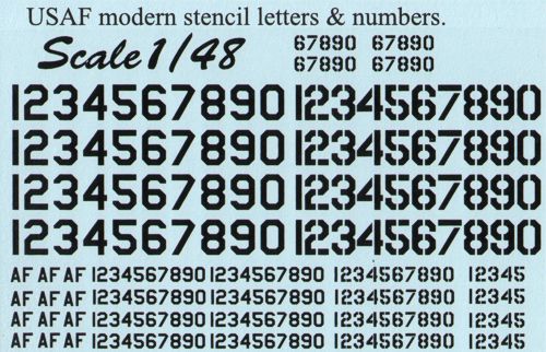 Print Scale PSL48005 1:48 USAF modern stencil letters and numbers