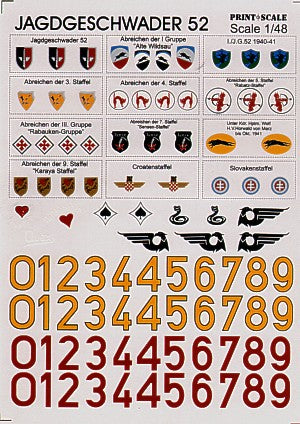 Print Scale PSL48006 1:48 Jagdgeschwader 52 Group & Staffel Badges