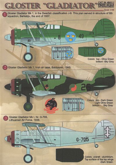 Print Scale PSL48011 1:48 Gloster Gladiator Mk.I/II Multi-National
