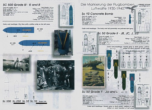 Print Scale PSL48014 1:48 Marking and technical inscriptions Luftwaffe bombs /