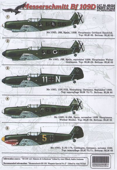 Print Scale PSL48024 1:48 Messerschmitt Bf-109D Part 1