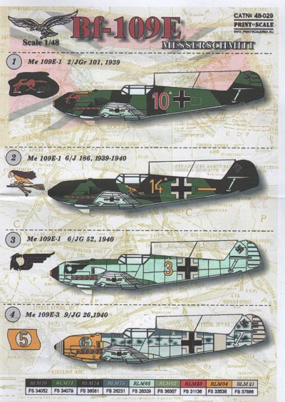 Print Scale PSL48029 1:48 Messerschmitt Bf-109E Part 1.