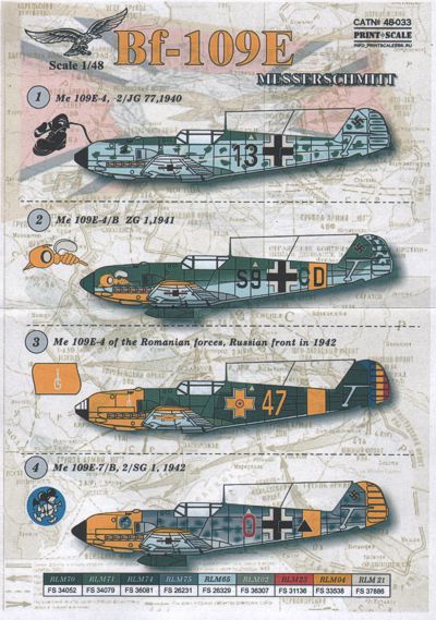 Print Scale PSL48033 1:48 Messerschmitt Bf-109E-4 Part 2