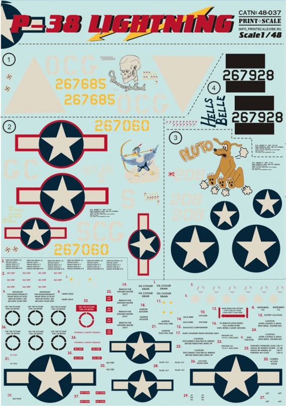 Print Scale PSL48037 1:48 Lockheed P-38 Lightning Part 2