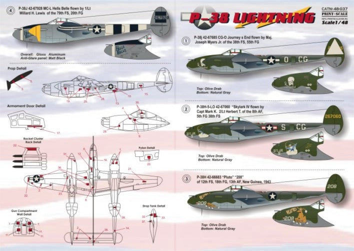 Print Scale PSL48037 1:48 Lockheed P-38 Lightning Part 2
