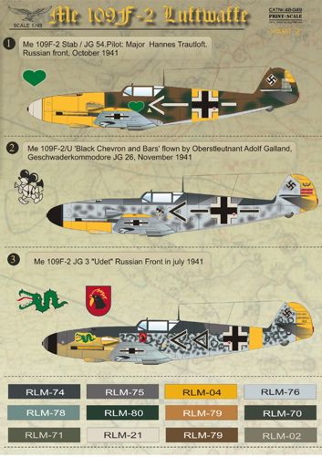 Print Scale PSL48049 1:48 Messerschmitt Bf-109F-2 Part 2 1