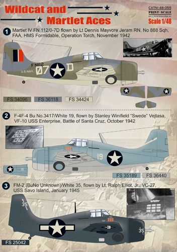 Print Scale PSL48055 1:48 Grumman Wildcat and Martlet Aces 1