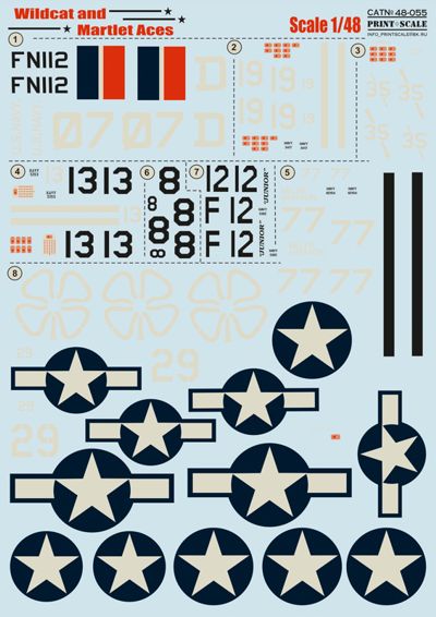 Print Scale PSL48055 1:48 Grumman Wildcat and Martlet Aces 1