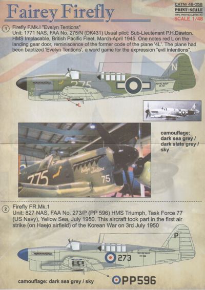 Print Scale PSL48058 1:48 Fairey Firefly F Mk.I / FR Mk.I 1