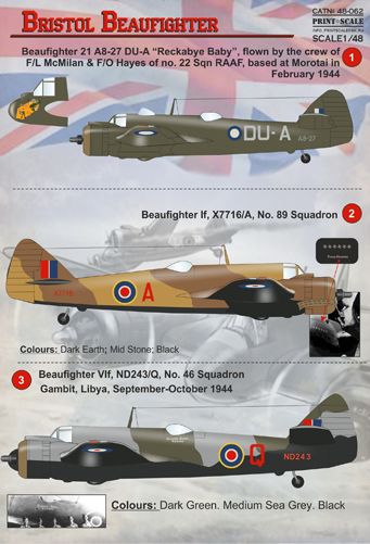 Print Scale PSL48062 1:48 Bristol Beaufighter 1
