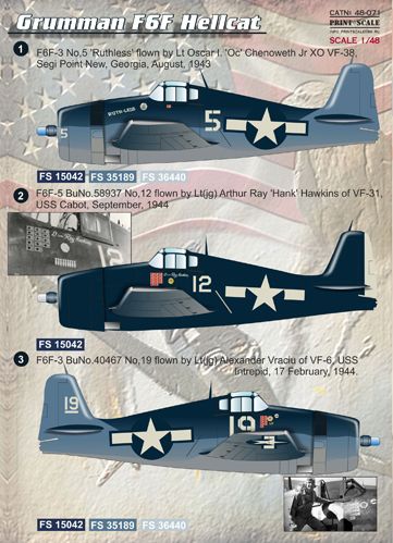 Print Scale PSL48071 1:48 Grumman F6F Hellcat 1