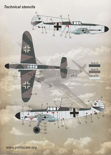 Print Scale PSL48074 1:48 Messerschmitt Bf-109G 'Gustav'
