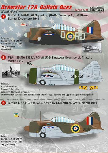 Print Scale PSL48075 1:48 Brewster F2A Buffalo / 48-075 / 1