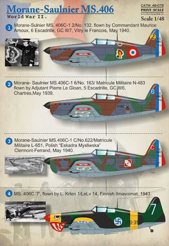 Print Scale PSL48079 1:48 Morane-Saulnier MS.406C1 1
