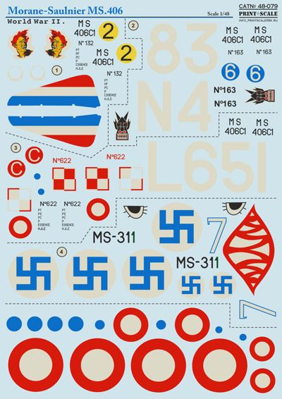 Print Scale PSL48079 1:48 Morane-Saulnier MS.406C1 1
