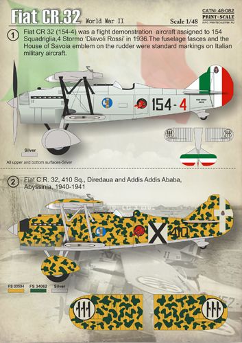 Print Scale PSL48082 1:48 Fiat CR.32 1