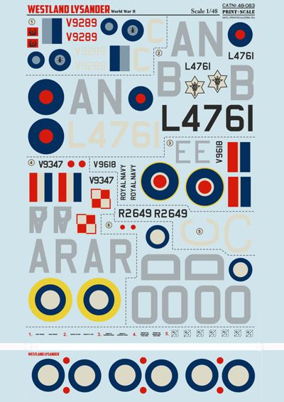 Print Scale PSL48083 1:48 Westland Lysander Mk.III