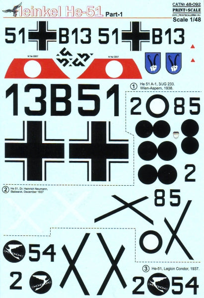 Print Scale PSL48092 1:48 Heinkel He-51 Part 1 1