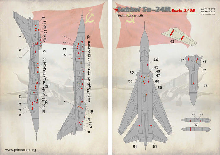 Print Scale PSL48098 1:48 Sukhoi Su-24M technical stencils