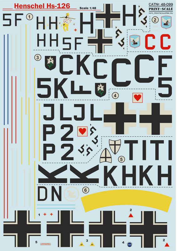 Print Scale PSL48099 1:48 Henschel Hs-126A-1 x 1/Hs-126B-1 x 5