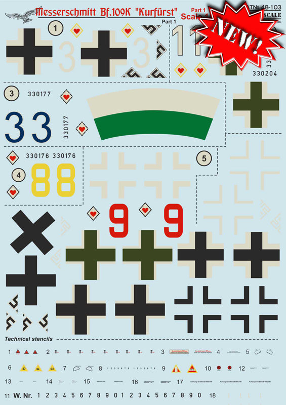 Print Scale PSL48103 1:48 Messerschmitt Bf-109K-4 Kurfurst Part-1