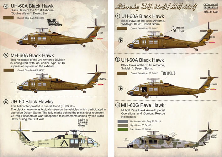 Print Scale PSL48107 1:48 Sikorsky UH-60A Black Hawk/MH-60G Pave Hawk