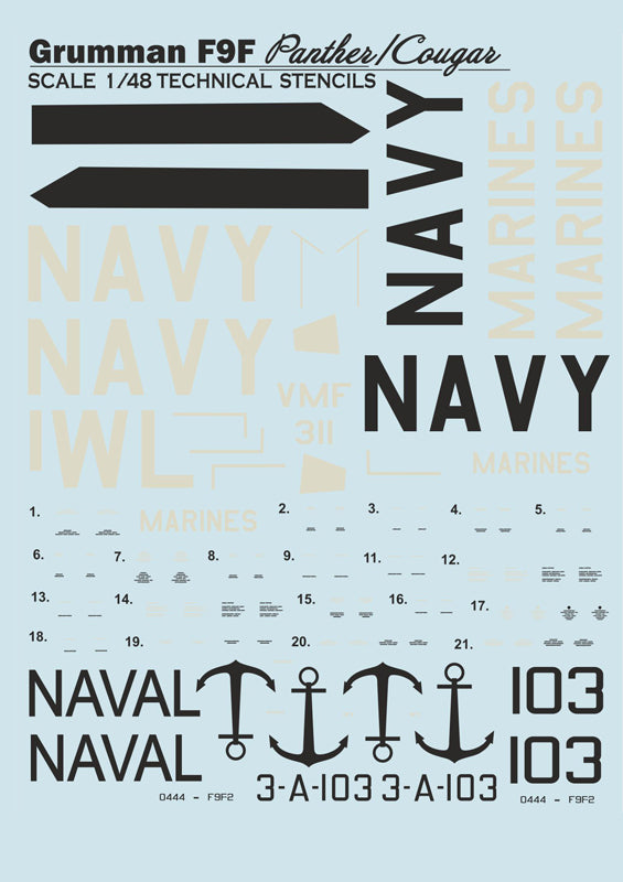 Print Scale PSL48108 1:48 F9F-2 Panther & F9F-5 Cougar Part 1 Decals