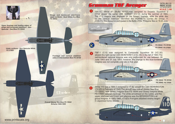 Print Scale PSL48110 1:48 Grumman TBF-1C/TBM-3/TBM-3S Avenger