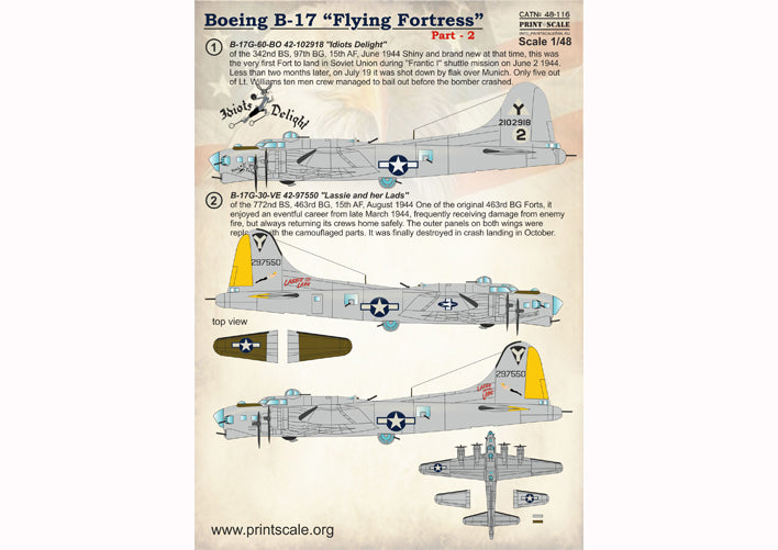Print Scale PSL48116 1:48 B-17G Flying Fortress Part 2 Nose Art
